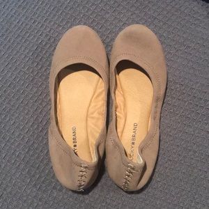 Suede neutral flats